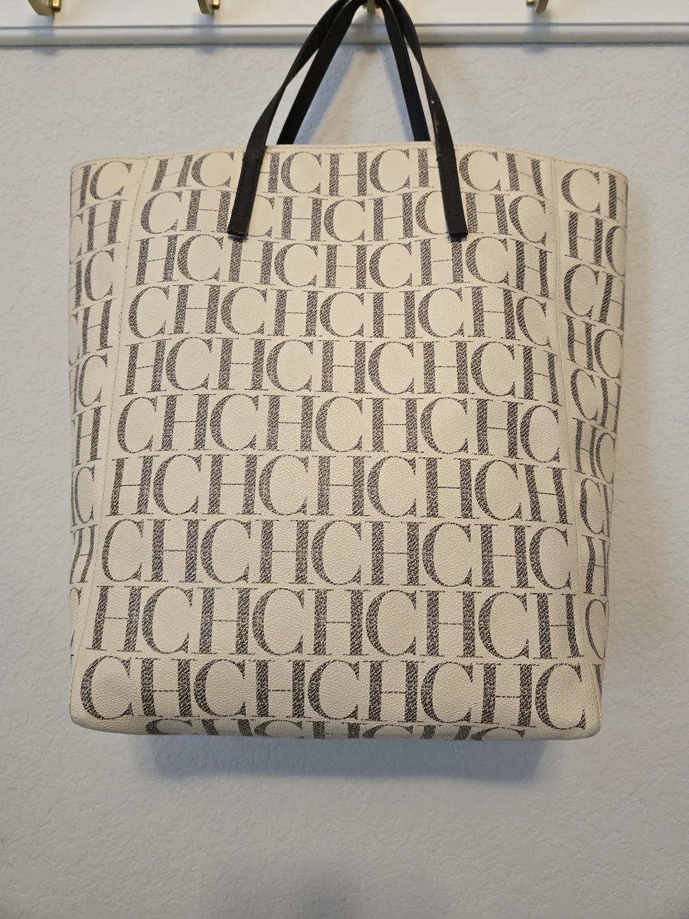 Carolina Herrera Signature CH Monogram Paulina Tote in Red, Cream and Black